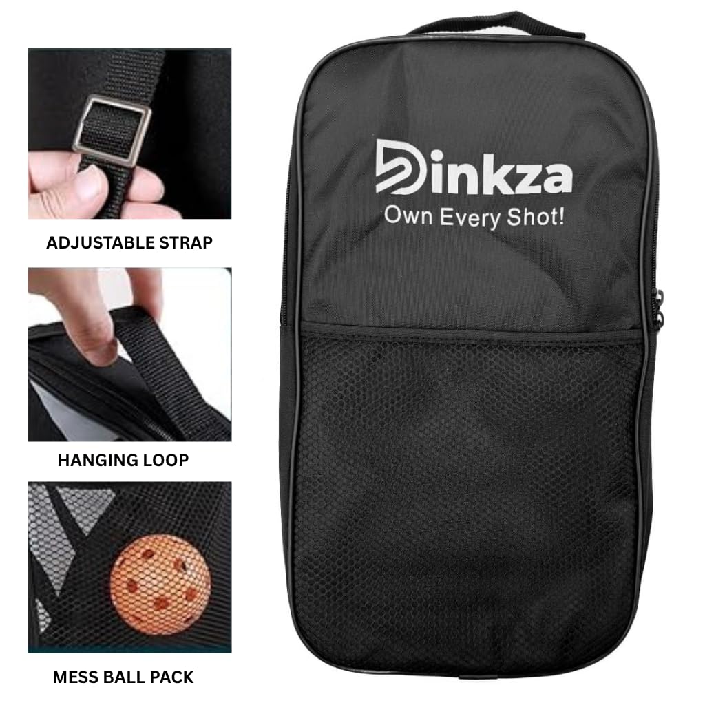 Dinkza Own Every Shot! Griponix FiberStrike Pickleball Paddle Set of 2 | Premium Fiberglass Racket for Beginners 14mm Lightweight PP Honeycomb Core, 2 Paddles 2 Balls & Carry Bag | Indoor Outdoor Play