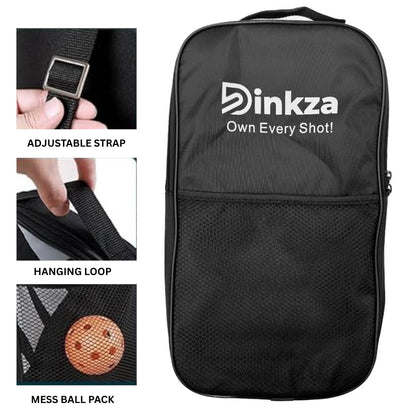 Dinkza Own Every Shot! Griponix FiberStrike Pickleball Paddle Set of 2 | Premium Fiberglass Racket for Beginners 14mm Lightweight PP Honeycomb Core, 2 Paddles 2 Balls & Carry Bag | Indoor Outdoor Play