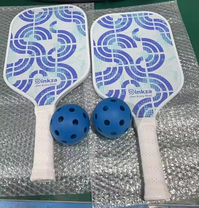 Dinkza Own Every Shot! Griponix FiberStrike Pickleball Paddle Set of 2 | Premium Fiberglass Racket for Beginners 14mm Lightweight PP Honeycomb Core, 2 Paddles 2 Balls & Carry Bag | Indoor Outdoor Play