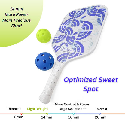 Dinkza Own Every Shot! Griponix FiberStrike Pickleball Paddle Set of 2 | Premium Fiberglass Racket for Beginners 14mm Lightweight PP Honeycomb Core, 2 Paddles 2 Balls & Carry Bag | Indoor Outdoor Play