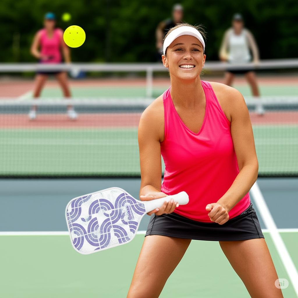 Dinkza Own Every Shot! Griponix FiberStrike Pickleball Paddle Set of 2 | Premium Fiberglass Racket for Beginners 14mm Lightweight PP Honeycomb Core, 2 Paddles 2 Balls & Carry Bag | Indoor Outdoor Play
